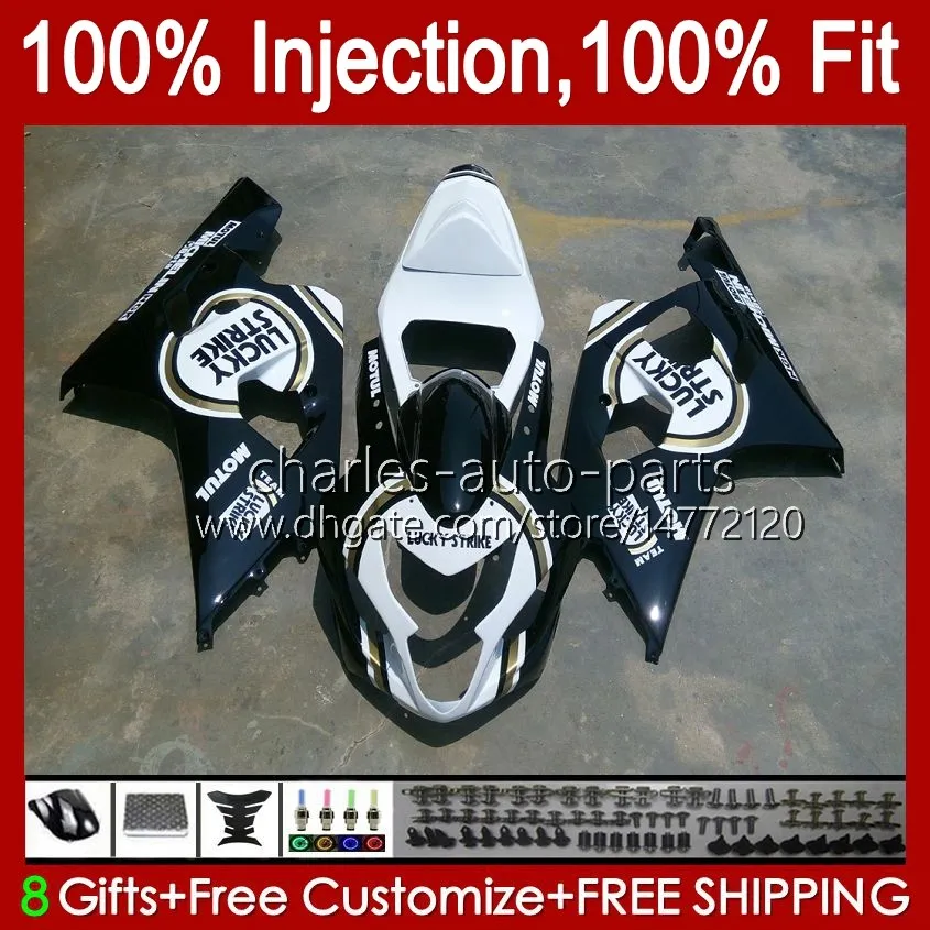 Body Injectievorm voor Suzuki GSXR-750 GSXR 750CC 600CC 750 600 CC 2004 2005 43NO.83 GSXR600 GSXR750 K4 04 05 GSXR-600 GSX-R750 2004-2005 OEM Fairing Kit Lucky Black BLK