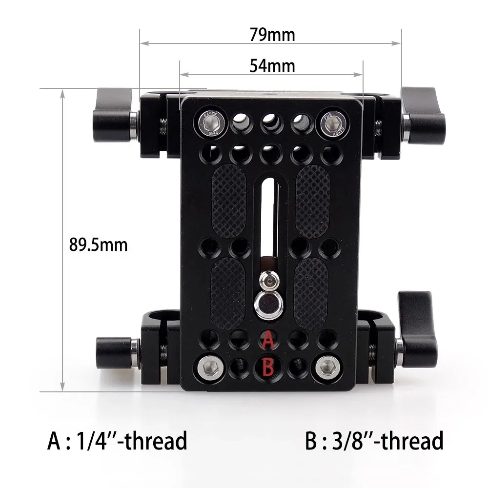 Kamera-Montageplatte, Stativ-Einbeinstativ-Montageplatte mit 15 mm Stangenklemmen, Schienenblock für Stangenstützschiene, DSLR-Kamera-Rig