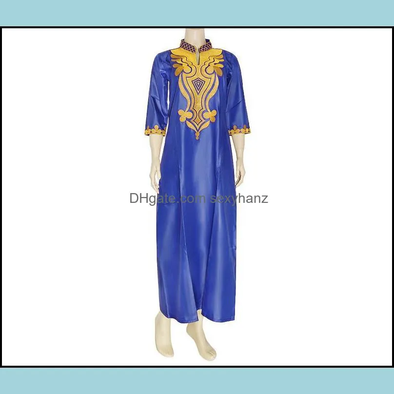 Ethnic Clothing Abaya African Robe Batik Fabric Ramadan Clothes Embroidery Kaftan Jibab Islamic Muslim Dress Galabia For Women2651