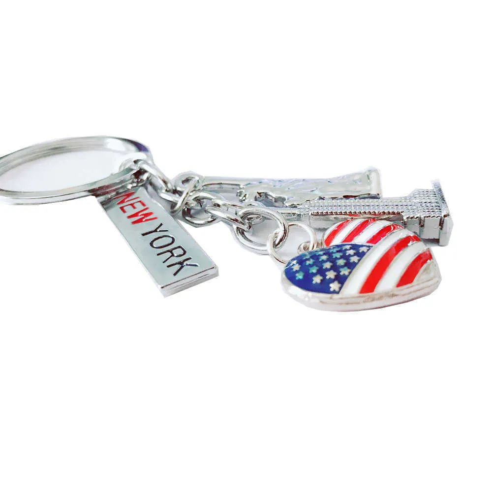 New York Keychain Souvenir - Acrylic State Shape With Flag & Map Design