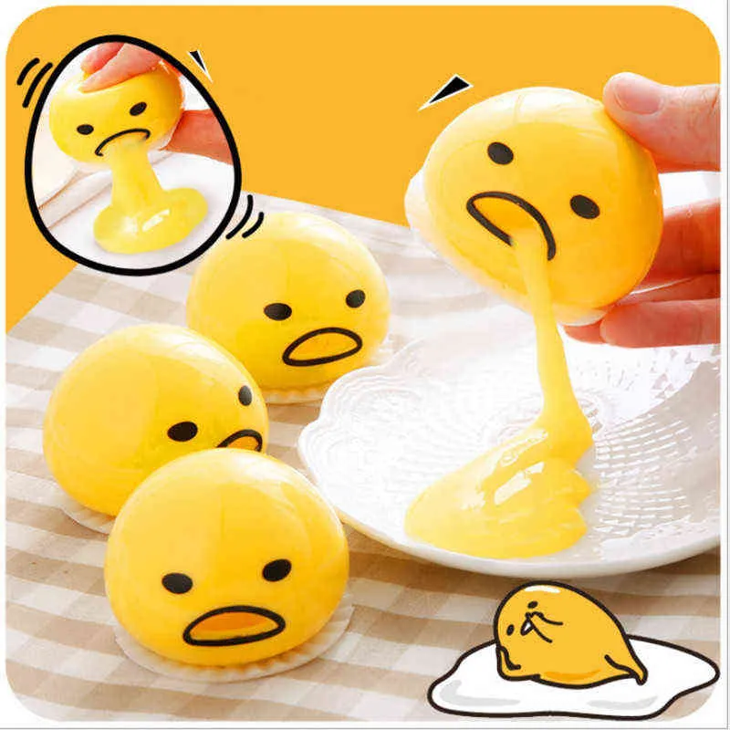 3 PC Vente Chaude Vomissements jaune d'oeuf Anti Stress Jouets paresseux jaune frère décompression Slime Creative Prank Cadeaux Pour Enfants drôle Jouets Y220308