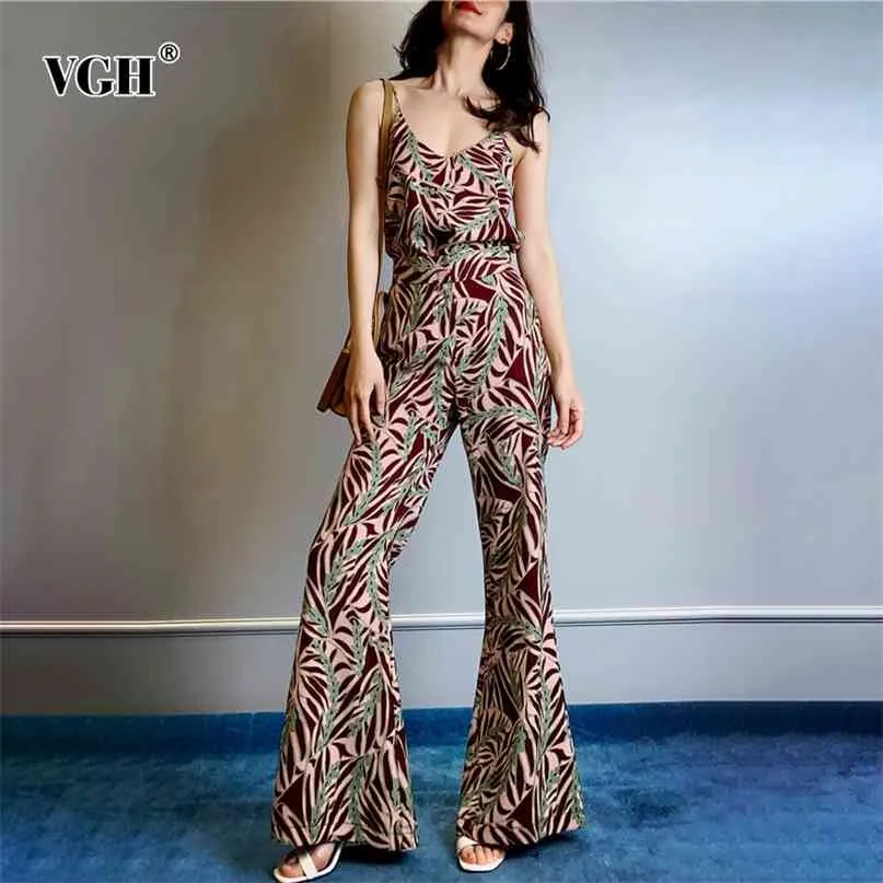Print Two Piece Set For Women Square Collar Sleeveless Camis High Waist Wide Leg Pants Casual Sets Female Fashion Style 210531