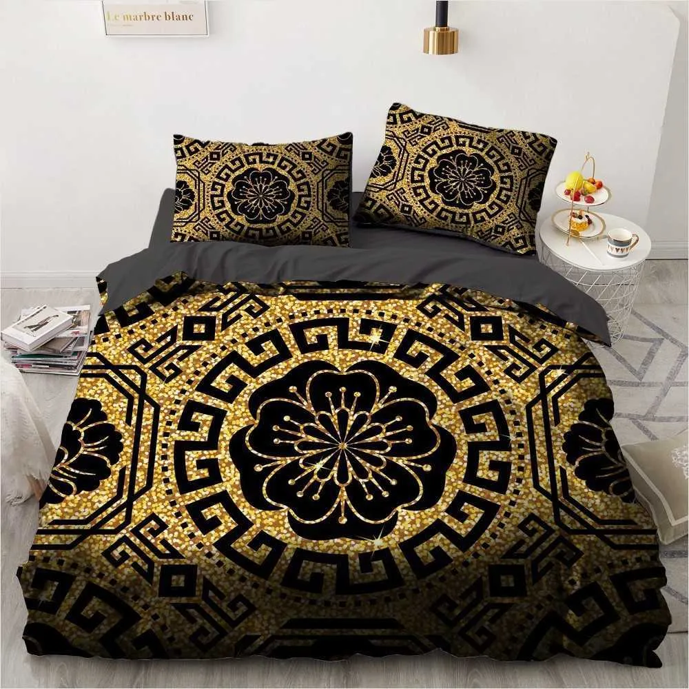 3D Black Design Custom Comforter Case Duvet Quilt Cover Bedding Set Pillow case shams King Queen Double Single Size Home Textile T200826