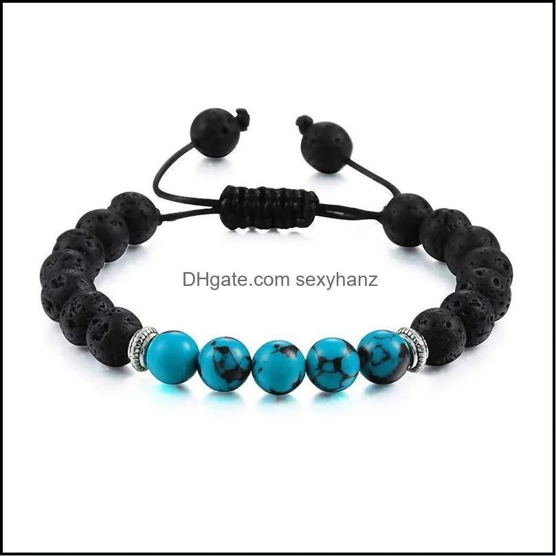 Black Lava Beads Bracelets Women Men Chakra Balance Natural Tiger Eye Stone Oil Diffuser Bangles Buddha Bracelet Prayer Jewelry Beaded,