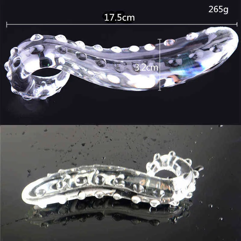 NXY Anal toys Pink White Hippocampus Tentacle Textured Sensual Glass Dildo Realistic Adults Butt Plug Sex Toys_voghion.com