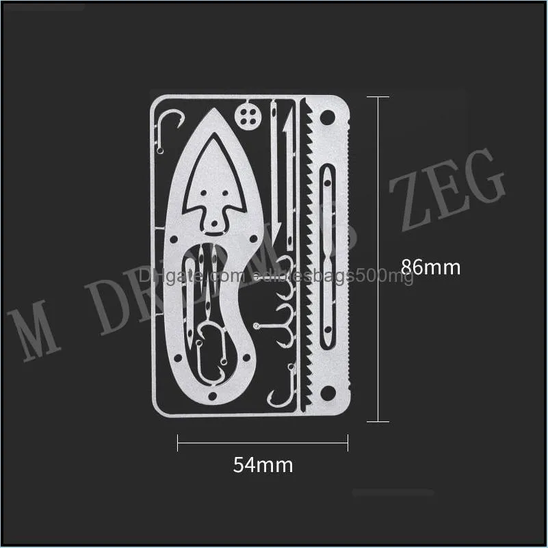 17 in 1 Portable Survival Card Outdoor Multifunction Tool Card Hunting Survival Camping Military Credit Card Knife Hook Fishing Gear