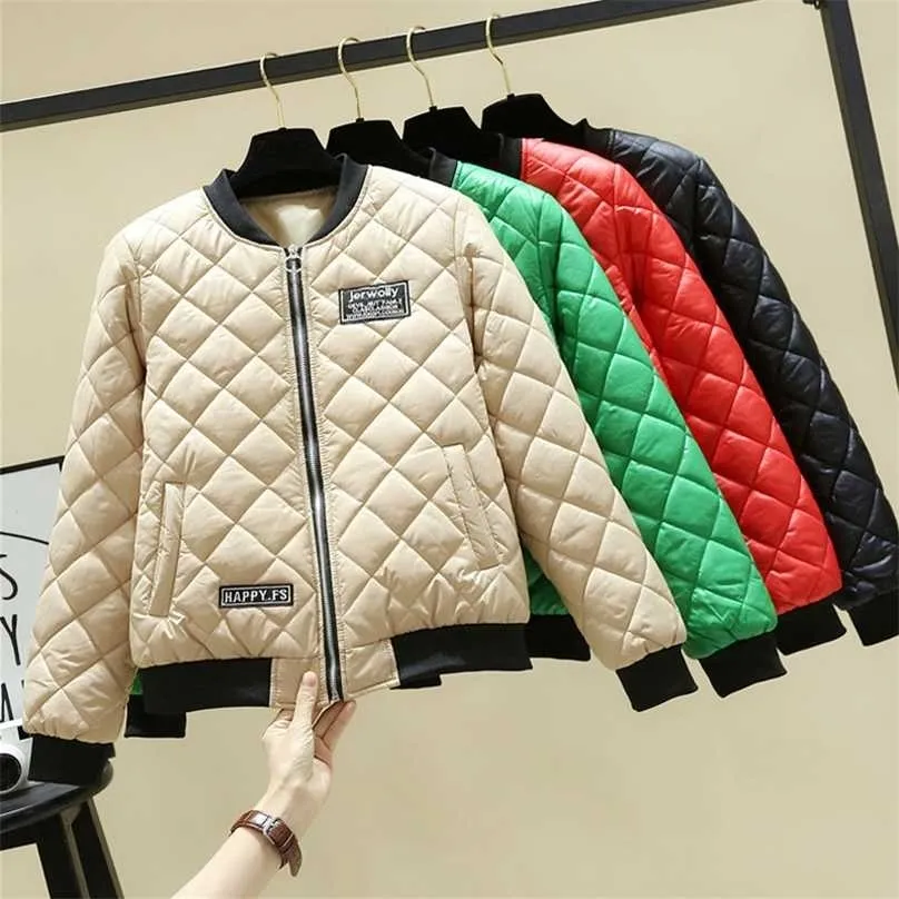 Bella Philoosphy Spring Rhombus Pattern Giacca Donne Parkas Lady Bombardiere Bomber Giacche femminili Casual Cappotti casuali Shearling Coats 211013