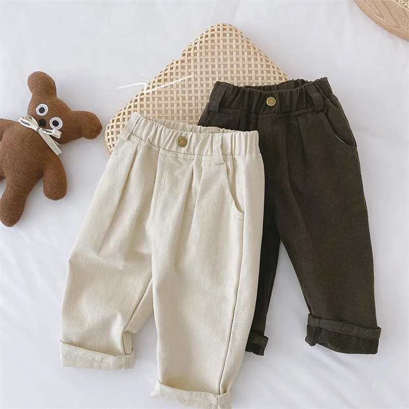 春の秋の赤ちゃんのズボンの固体男の子のズボンファッション子供パンツの短い子供ジーンズの子供の服20220303 H1