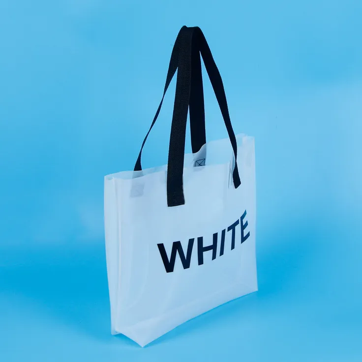 HBPPVC environment-friendly packing bag Transparent plastic tote bag White web celebrity shopping bag262c