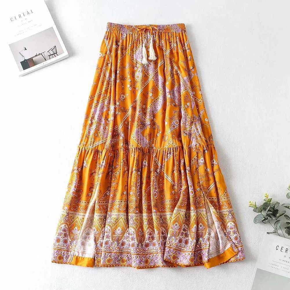 Falda Larga Para Mujer, Longitud Completa Al Tobillo, Estampado A Cuadros, Estilo Retro, Línea A, Falda Larga, Falda Elástica Con Flecos, Faldas Irregulares