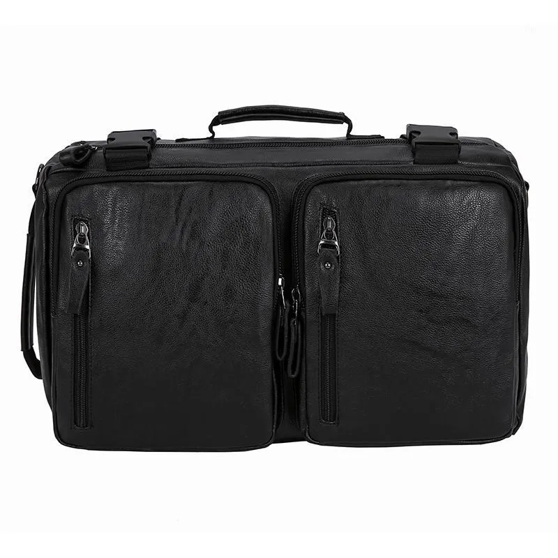 Kolejki Mężczyzny Tekska Torba Laptopa Pu Skórzanie 15,6 -calowa praca Business Back Crossbody Big Black