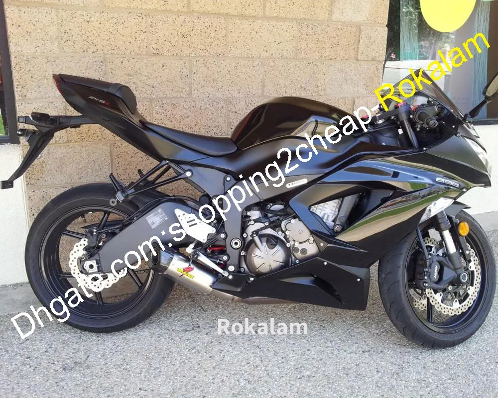 Kit carrosserie moto pour carénage Kawasaki Ninja ZX6R ZX 6R 2013 2014 2015 2016 2017 2018 ZX-6R 636 carénages noirs (moulage par injection)