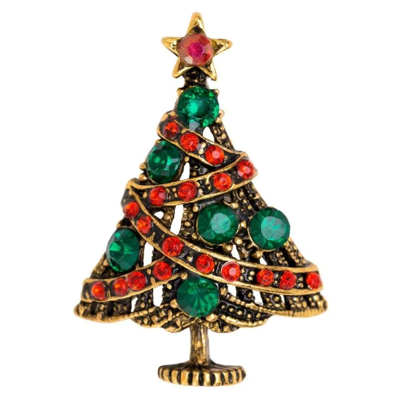 Anstecknadeln, Broschen, niedliche und süße Weihnachtsbaum-Brosche, Geschenktrend, exquisite Mode mit mikroeingelegtem Zirkon