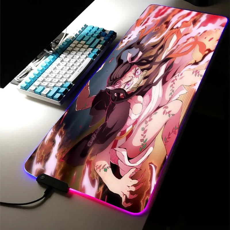 Mouse Pads & Wrist Rests Anime Kimetsu No Yaiba XXL RGB LED Light Demon