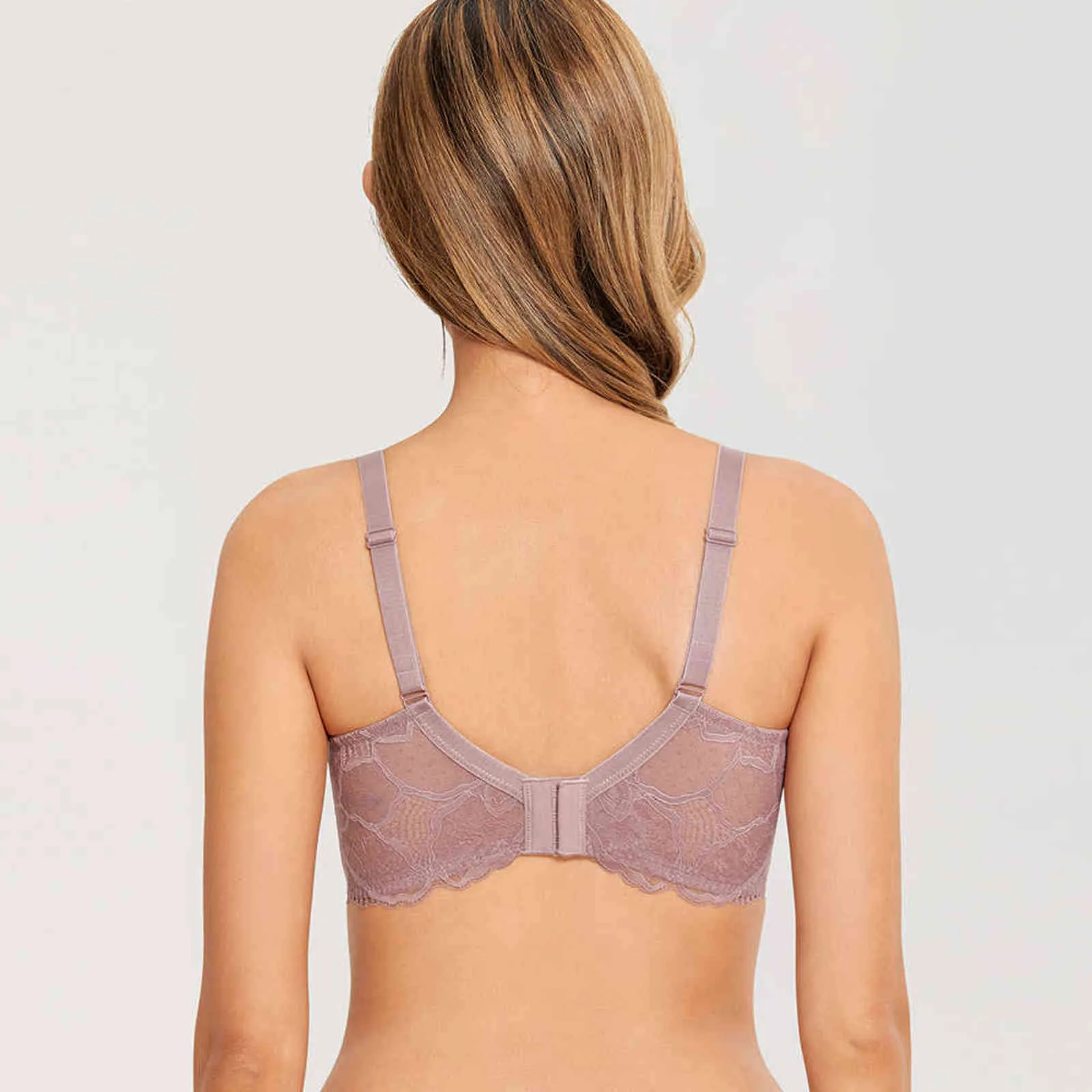 DOBREVA Women's Minimizer Underwire Bra Lace Unlined Plus Size Full  Coverage