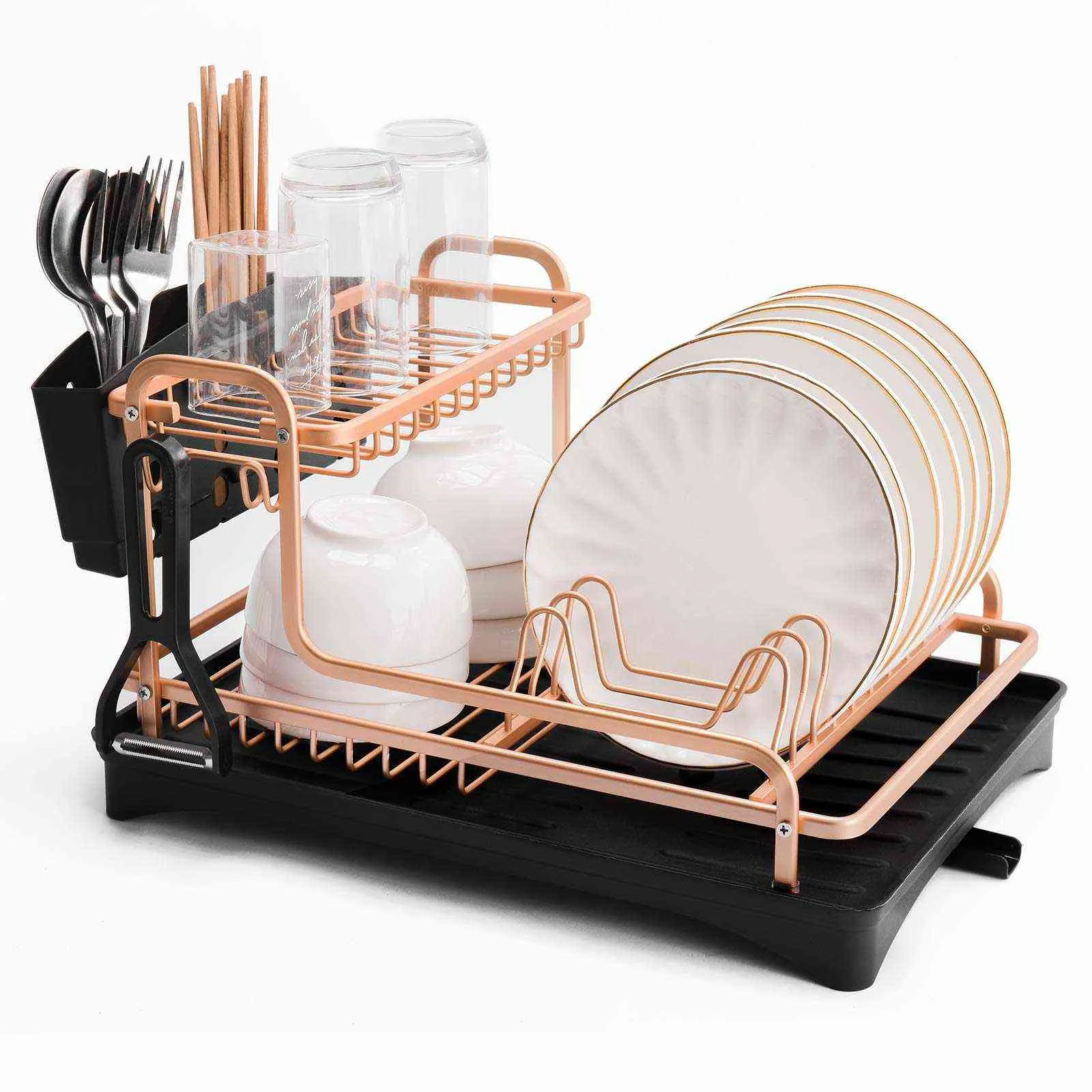 Dropship Dish Drying Rack With Drainboard Detachable 2-Tier Dish