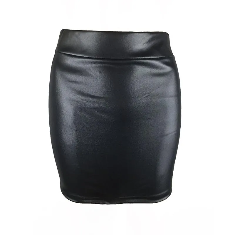 Юбки женская сексуальная искусственная кожаная карандаш Bodycon Высокий рост узкие тощие мини -платье юбки