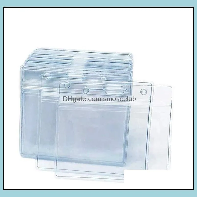 Name ID Badge Holder Vaccination Card Protector Business Files 4x3 in Clear Plastic Sleeve Cover Waterproof Resealable