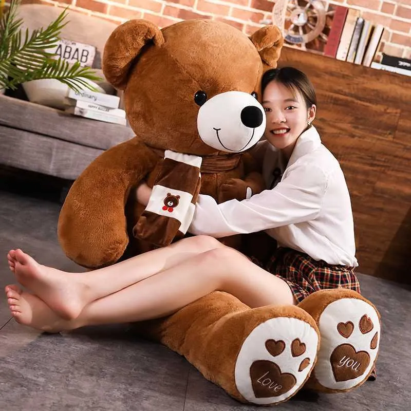 New Hot High Quality 4 Colors Teddy Bear with Scarf Stuffed Animals Bear Plush Toys Doll Pillow Kids Lovers Birthday Baby Gift Q0727
