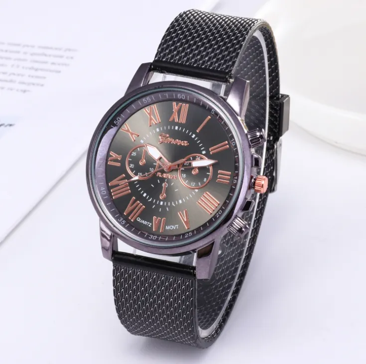 SHSHD -märke Geneva Mens Watch Contracted Double Layer Quartz Watches Plastic Mesh Belt Wristwatches2178
