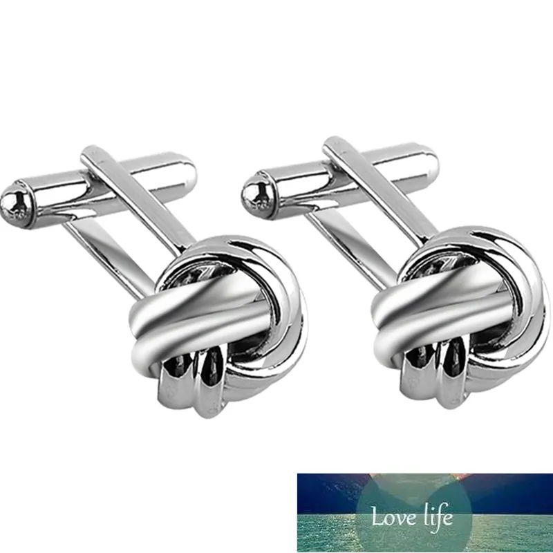 High Quality Knot Cufflinks For Men Shirt Cufflinks Gold Silver Plated Business & Wedding French Shirt