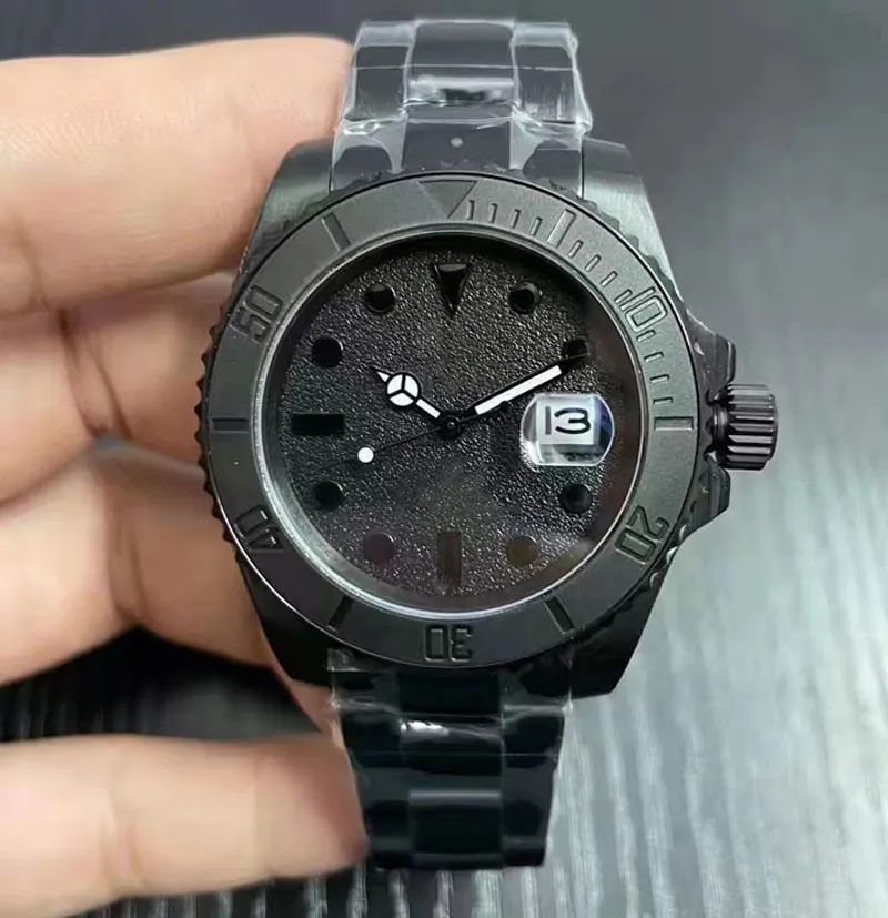All-Black Top Quality Deluxe Mäns Klockor Keramikpanel 40mm Mad124060 Automatisk rörelse Sapphire Glass Black Cameron Diver Watch