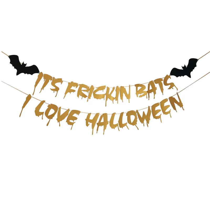 2.2m Halloween-banners Bat Flag Decor Rood Glold Black Glitter Strings Festival Party Huis Hangende Ornament Decoraties