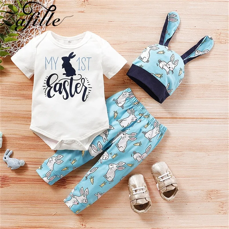 ROMPER Conjunto bebê zafille minha primeira roupa de páscoa menino bebê fantasia desenho animado banny picted recém -nascido bebê e 542