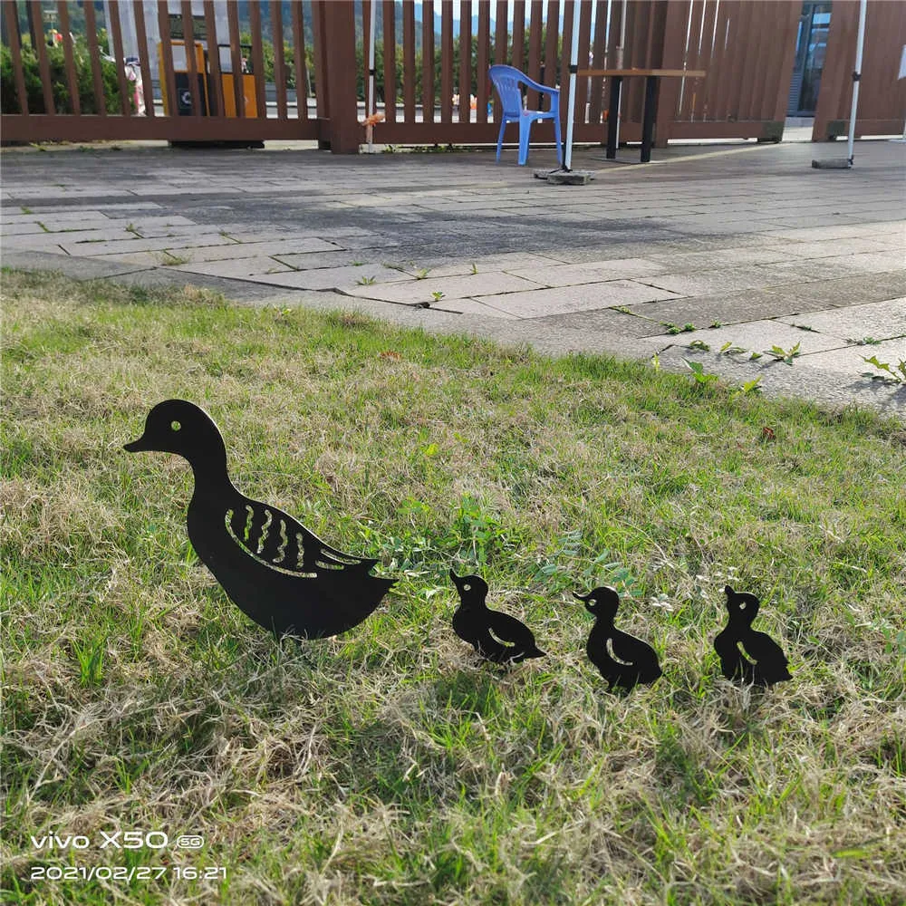 Canard en métal, 4 pièces, décoration extérieure, décoration extérieure, ornements de jardin, Q0811