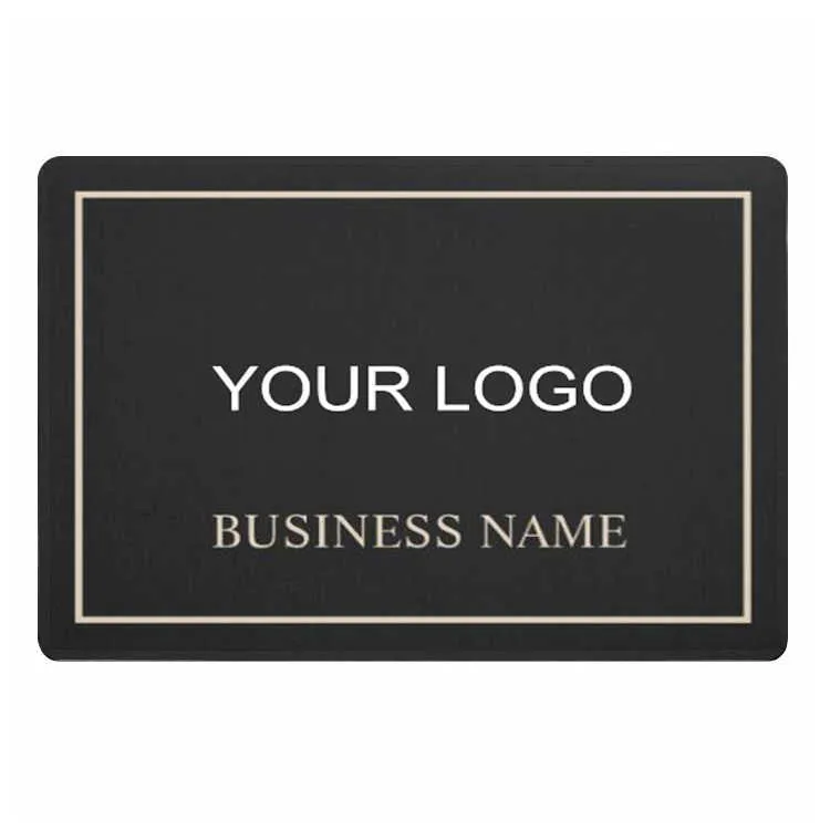 Modern Black and Gold Company Business Personalised Welcome Door Mat High Quality Custom Branding Rug Carpet Doormat Floor 210727