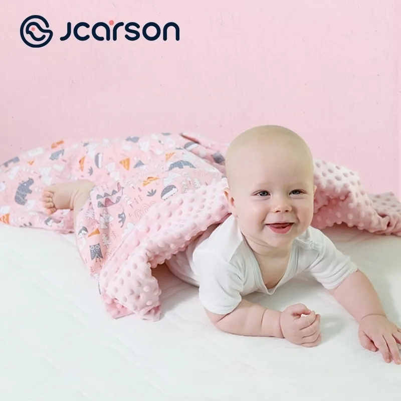 JCARSON Baby Dicke Decke Pucken Neugeborenen Weiche Fleece Solide Bettwäsche Baumwolle Quilt Swaddle Wrap Doppelschicht Umschlag Kinderwagen 210309