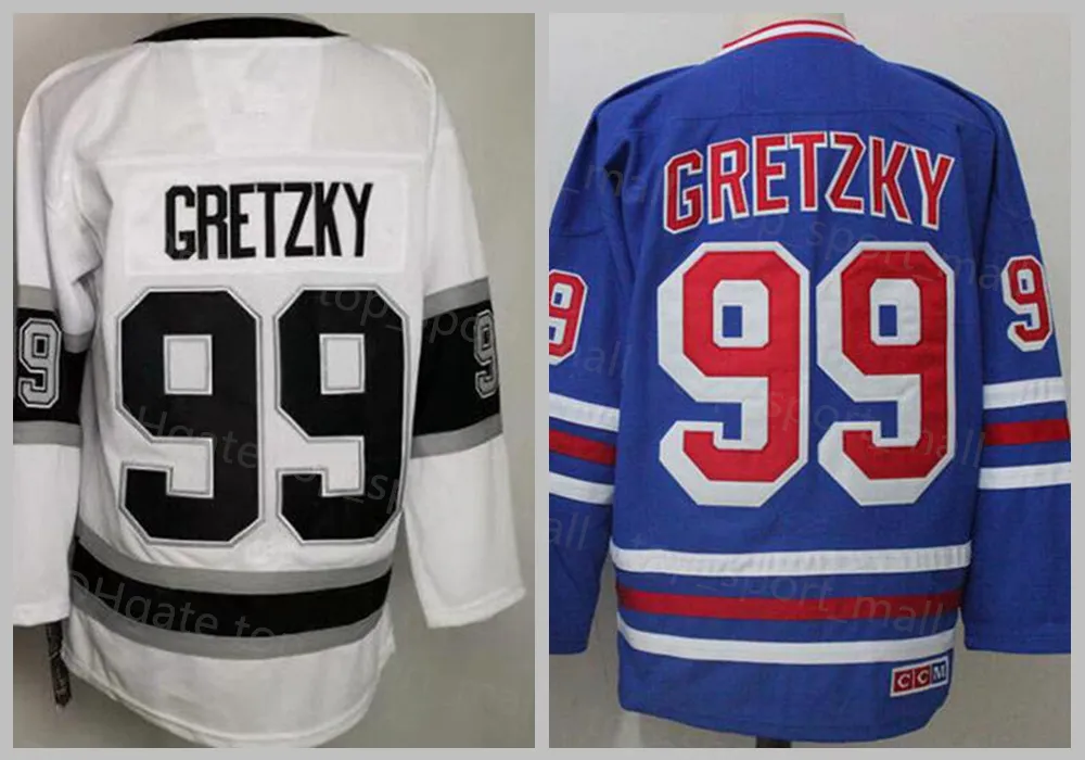 Mens Ice Hockey 99 Wayne Gretzky Jersey Reverse Retro Retire Blue 