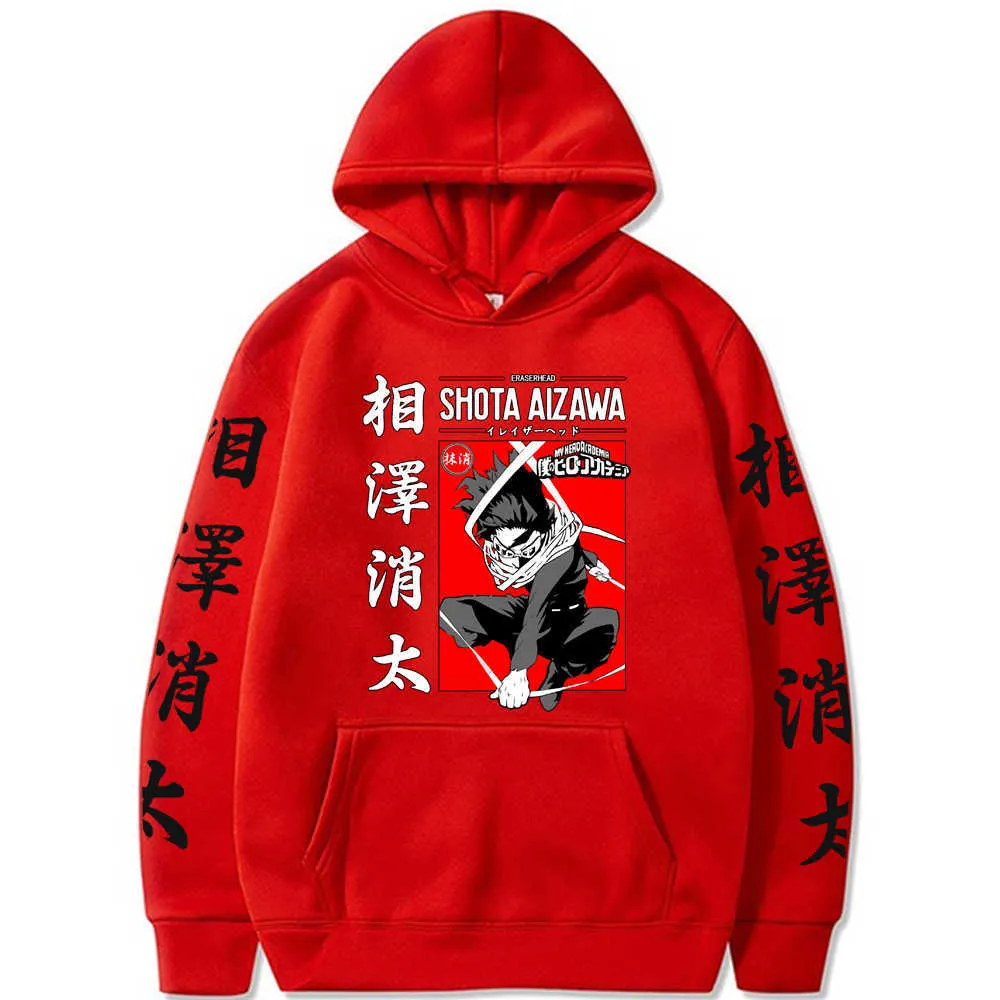 My Hero Academia Shota Aizawa Hoodie Anime Manga Graphic Print Black Polyester Casual Pullover for Men 2024