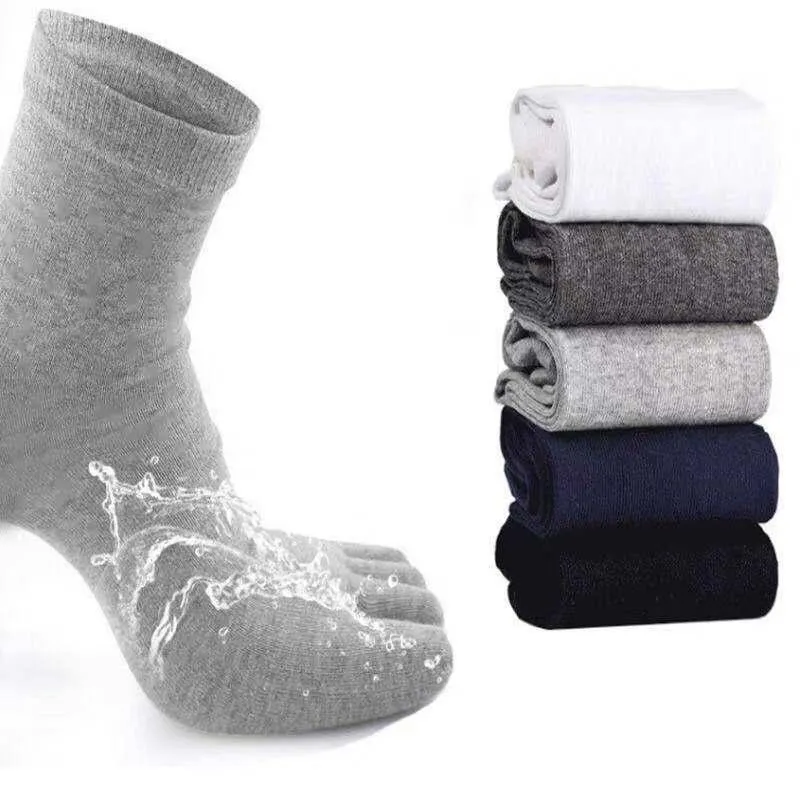 Męskie skarpetki Unisex Toe Mężczyźni i kobiety Pięć palców Oddychające Bawełniane Sporty Running Solid Color Black White Gray Happy Soks