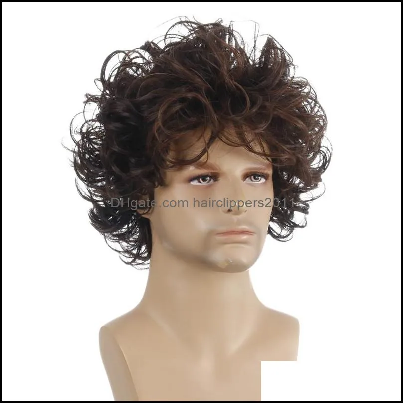 11 inches Men`s Synthetic Wig Mix Color Pelucas Perruques de cheveux humains Simulation Human Remy Hair Wigs WIG-M29