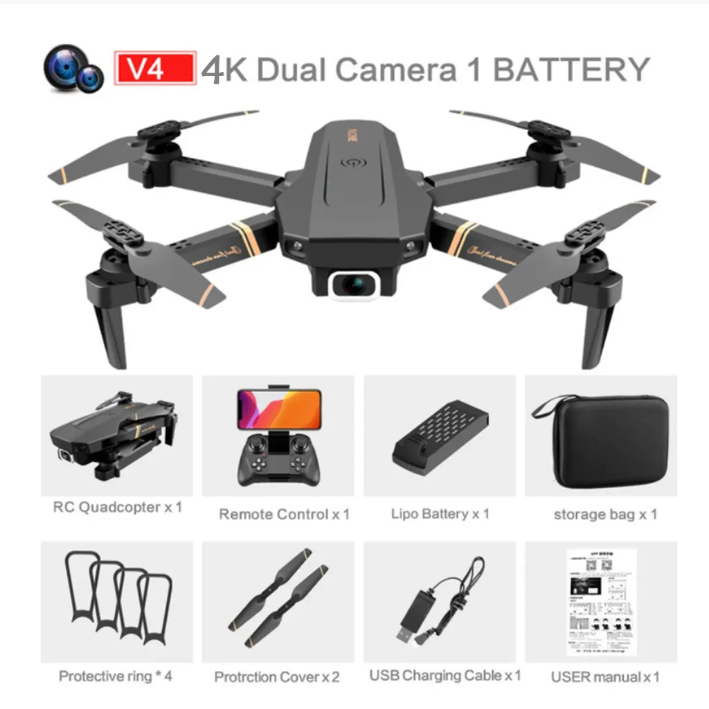 V4 RC Drone WiFi Mobile Phone Control FPV Live Video Quadcopter Kids Toys RC Drone HD 4K Camera WiFi FPV Drone Hobby