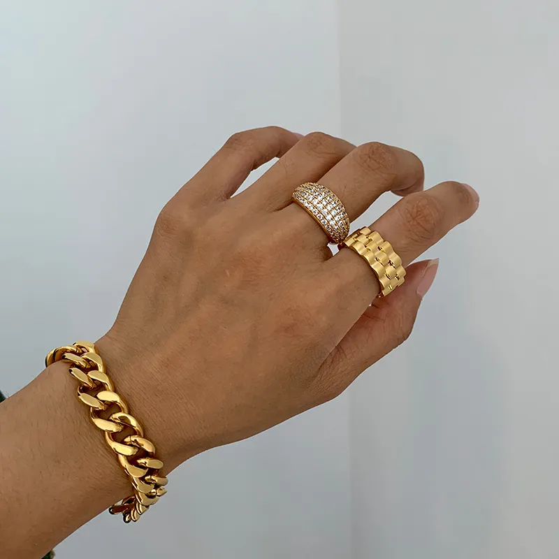 2021 Мода золотая серебристая цепная цепь набор свадебные смолы кольцо для женщин панк геоемрические многослойные кольца ювелирные изделия