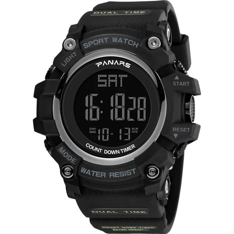 Zegarek cyfrowy Mężczyźni Zegarki Sportowe Mężczyzna Alarm Wodoodporny Wyświetlacz LED Light Shock Wristwatch Mens Reloj Mujer