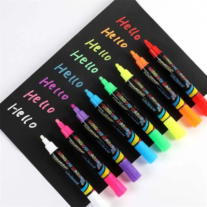 8 kleuren vloeibaar krijt marker wisbaar glas keramiek maker pen Gemakkelijk wissen voor promotie kerst scrapbooking manta stationer 2111104