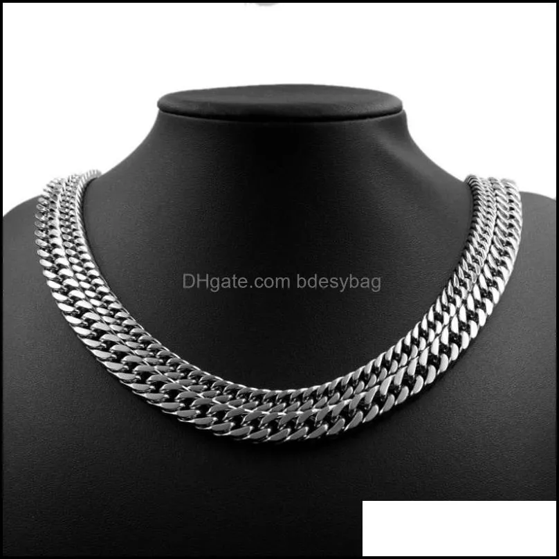 Chains CHIMDOU Customed Necklaces,8mm/10mm  Cuban Chain Choker/long Jewelry,silver Color Stainless Steel Necklace Gift Men Women