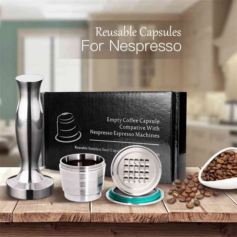 Acier inoxydable Nespresso Cafeteira Capsulas de café recargables réutilisables capsule rechargeable filtre à café réutilisable goutteur 210712