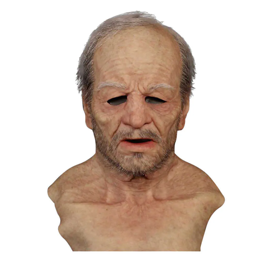 Stary człowiek fałszywy maska ​​realistyczne halloween wakacje śmieszne maski super miękki stary człowiek dorosły maska ​​wielokrotnego użytku dziecięce lalki zabawka prezent # 10 x0803 \ t