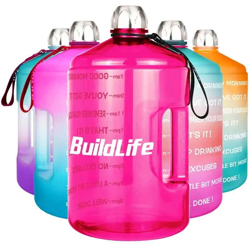 Quifit 3.78L 2.2L 1.3L جالون زجاجة المياه سعة كبيرة رياضة اللياقة البدنية السياحة BPA الحرة الرياضية أباريق جولة زجاجات في الهواء الطلق غلاية 210914