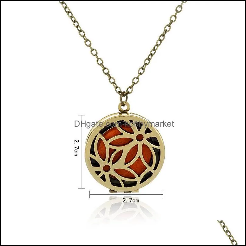 Fashion double lotus Pendant Essential Oil Diffuser Necklaces For Women Open Hollow perfume Locket Aromatherapy Jewelry Gift