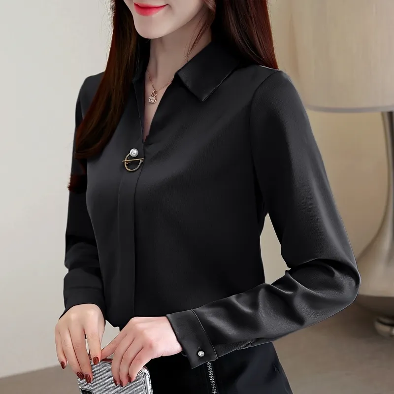 Chic Solid Chiffon Blouse For Women Long Sleeve Office Top And Formal  Blouses For Ladies Style 1783 50 T200322 From Xue04, $12.75