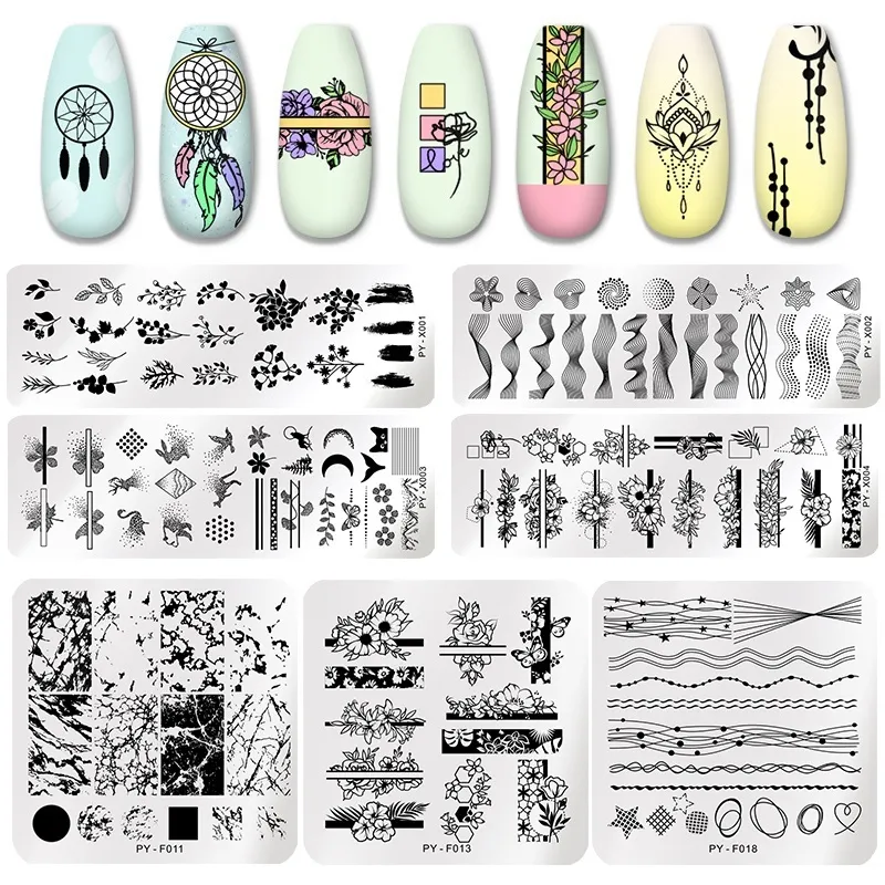 PICT YOU Nail Stamping Plates Flower Geometry Animal Leaves Stencil For Nails Polish Printing Templates DIY Image Plate