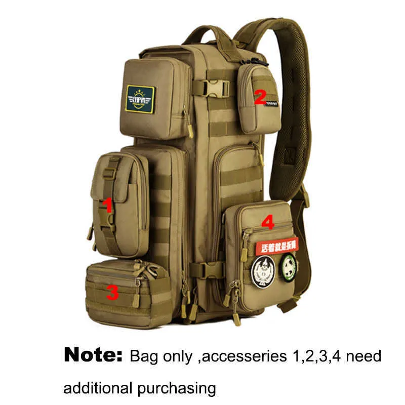 Men Chest Sling Backpack Men's Bags One Single Shoulder Man Large Travel Military Backpacks Molle Bags Outdoors Rucksack XA495WA Y0721