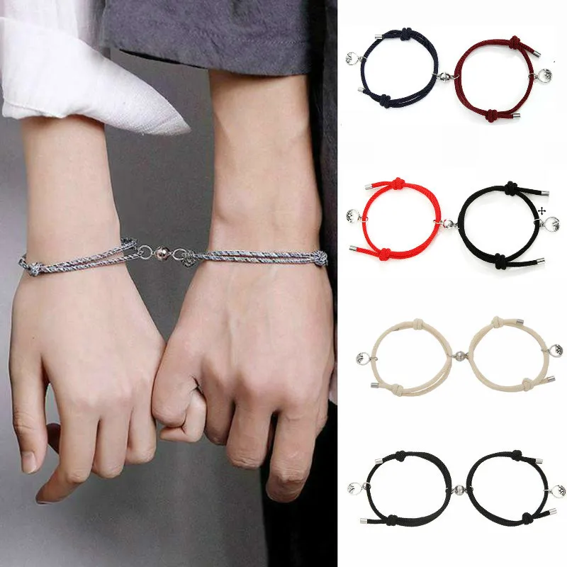 2pcs Magnet Attract Each Other Creative Personality Couple Men and Women Charm Girl Bracelet Jewelry Lover Gift