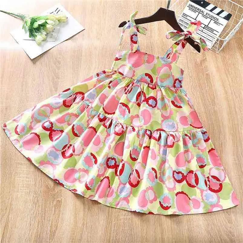 Gooporson verão praia meninas princesa vestido elegante flor arco laço suspender vestido coreano moda crianças roupas vestidos 210715