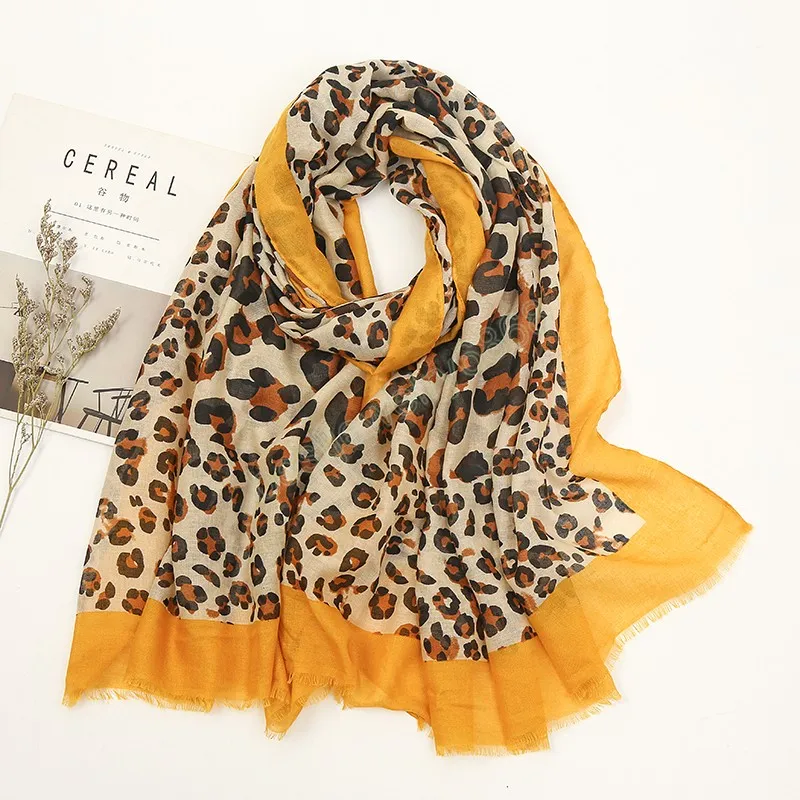 Leopard Impresso Scarf Shawls Borlas Muçulmanas Hijabs Tamanho Grande Cabeça Envoltórios Moda Muflers Turbans